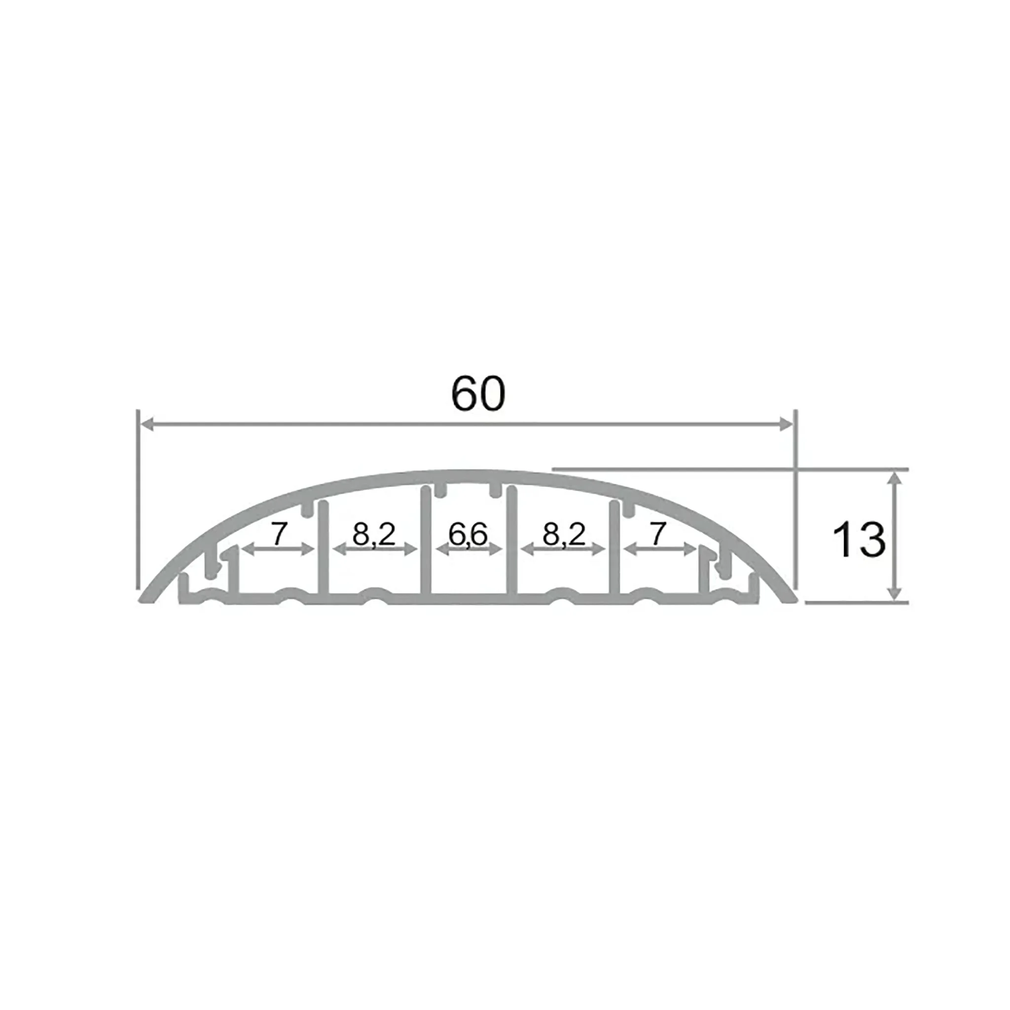 Порожек алюминиевый 60 x 1350 мм, под кабель, анодированный, Серебро матовое, 1 шт Купить оптом Порожек алюминиевый 60 x 1350 мм, под кабель, анодированный, Серебро матовое, 1 шт — изображение 2
