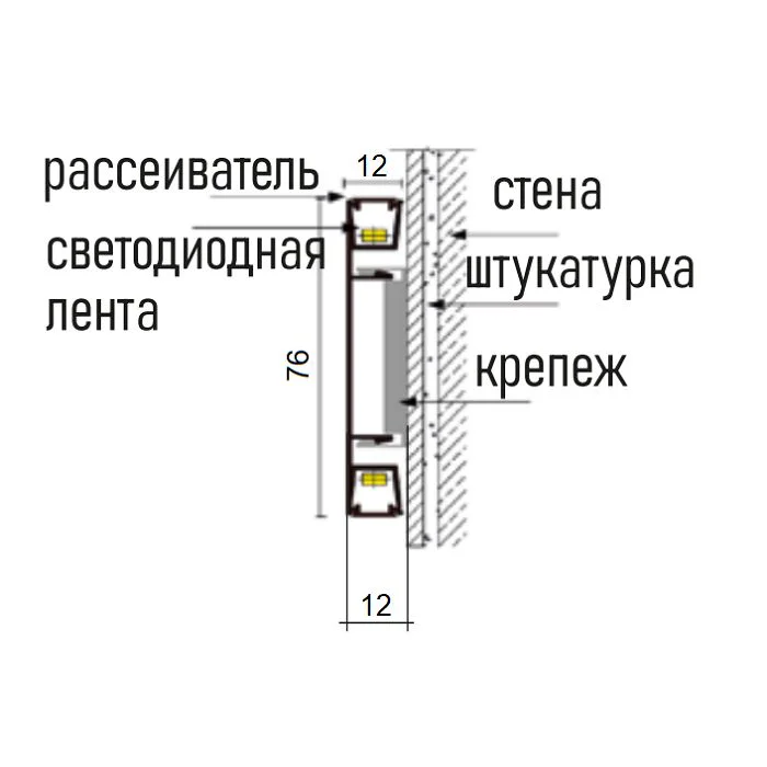 Плинтус накладной для светодиодной ленты JM-76-LED-2500 с рассеивателем, 1 шт Купить оптом Плинтус накладной для светодиодной ленты JM-76-LED-2500 с рассеивателем, 1 шт — изображение 2