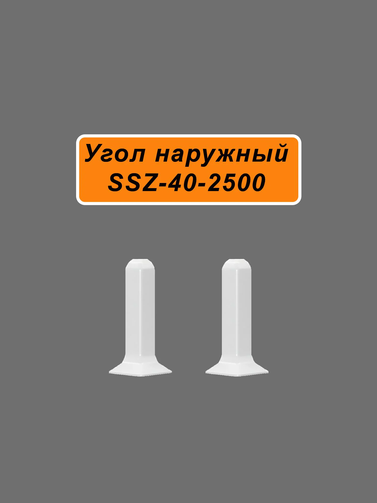 Угол наружный для алюминиевого плинтуса SSZ-40-2500, Белый матовый, 2 шт Купить оптом Угол наружный для алюминиевого плинтуса SSZ-40-2500, Белый матовый, 2 шт