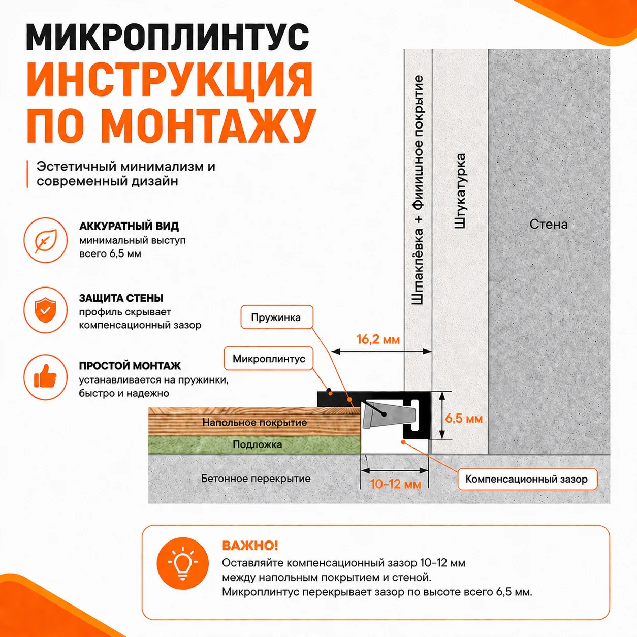 Микроплинтус для пола 16 х 6 х 2700 мм, профиль алюминиевый, Черный матовый, 1 шт Купить оптом Микроплинтус для пола 16 х 6 х 2700 мм, профиль алюминиевый, Черный матовый, 1 шт — изображение 5