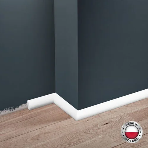 Плинтус напольный из дюрополимера CEZAR ELEGANCE, 19 x 19 мм, L- 2,44 м, ударопрочный, Белый матовый, 1 шт