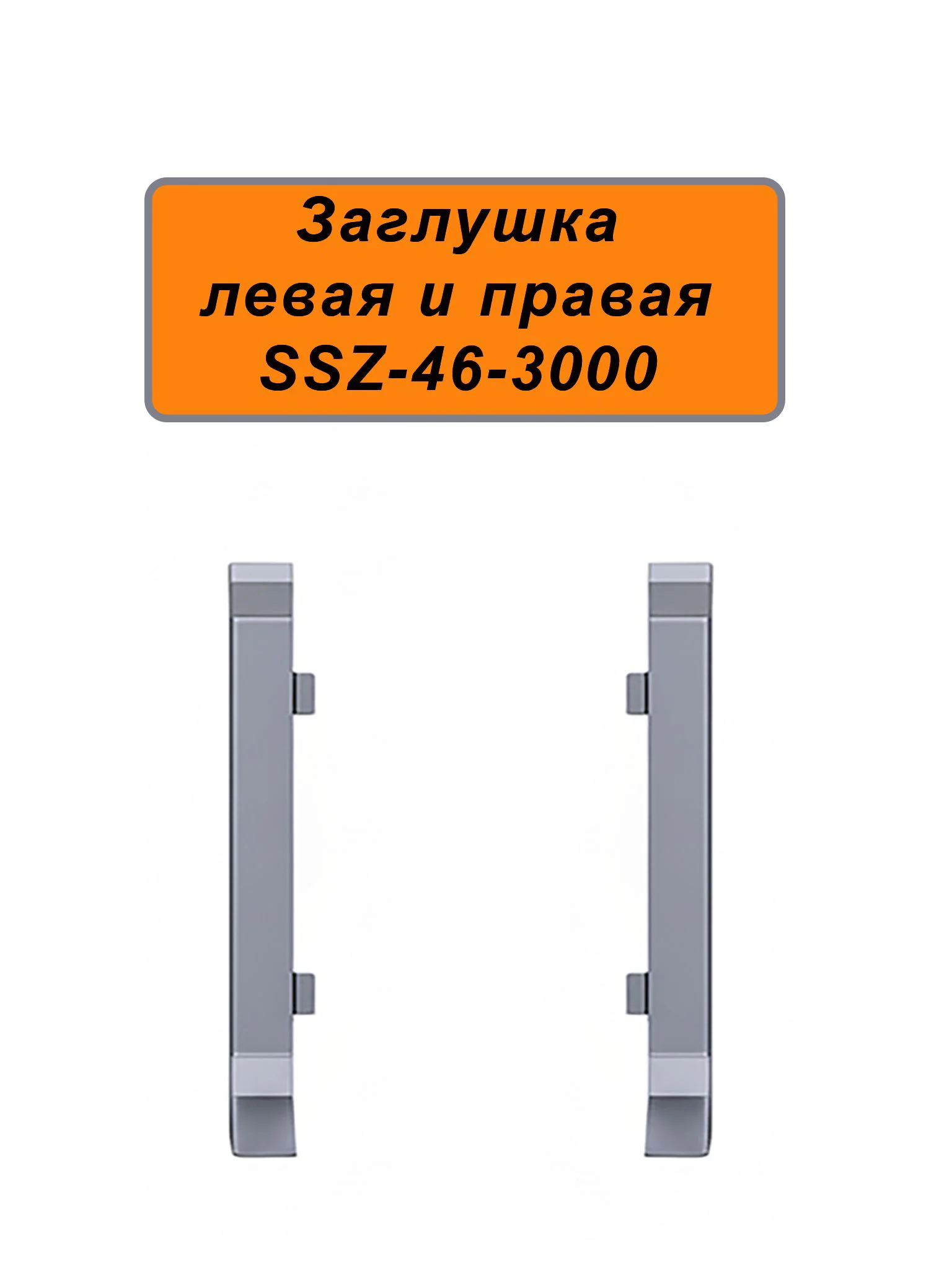 Заглушка левая и правая для напольного плинтуса SSZ-46-3000, Серебро матовое, 2 шт