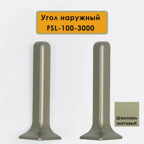 Угол наружный для L- образного плинтуса, высота 100 мм, Шампань матовый, 2 шт