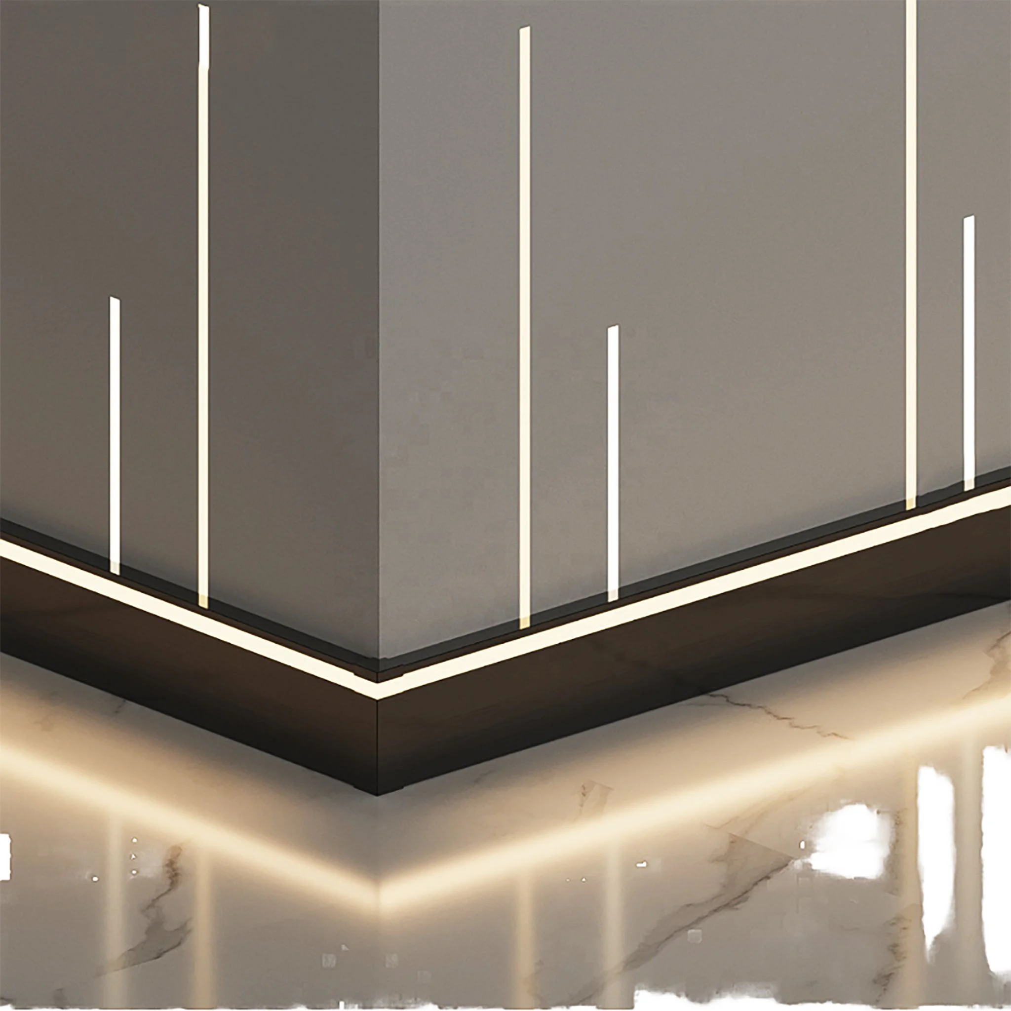Плинтус алюминиевый напольный LED-50-2500 под подсветку, накладной, Черный матовый, 1 шт — изображение 7