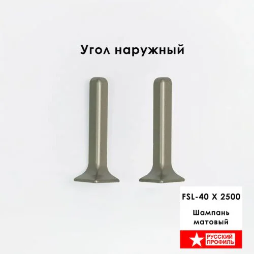 Угол наружный для L- образного плинтуса длиной 250 см, высота 40 мм, Шампань матовый, 2 шт