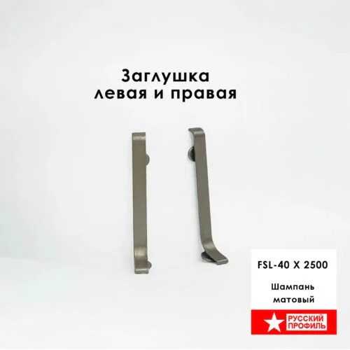 Заглушка левая и правая для плинтуса L-образного длиной 250 см, высота 40 мм, Шампань матовый, 2 шт