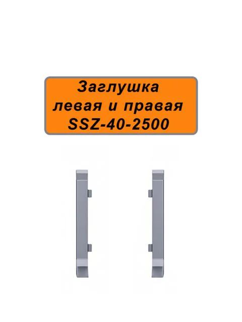 Заглушка левая и правая для напольного плинтуса SSZ-40-2500, Серебро матовое, 2 шт