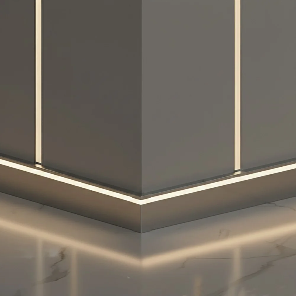 Плинтус алюминиевый напольный LED-50-2500 под подсветку, накладной, Серебро матовое, 1 шт — изображение 4