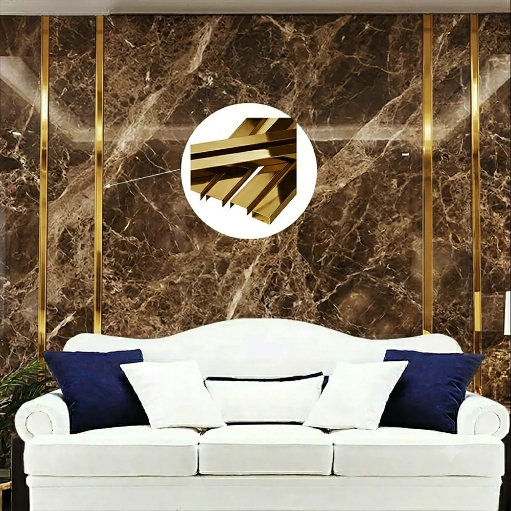 Профиль для плитки, П-образный, ширина 15 мм, высота 10 мм, нержавеющая сталь, Золото глянец, 1 шт — изображение 3