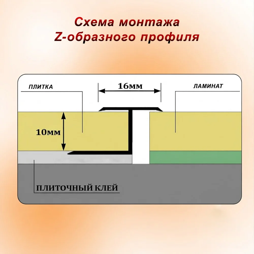 Алюминиевый Z-образный профиль, для соединения напольных покрытий, гнущийся,высота 10 мм, 270 см, Чёрный матовый, 1 шт — изображение 2